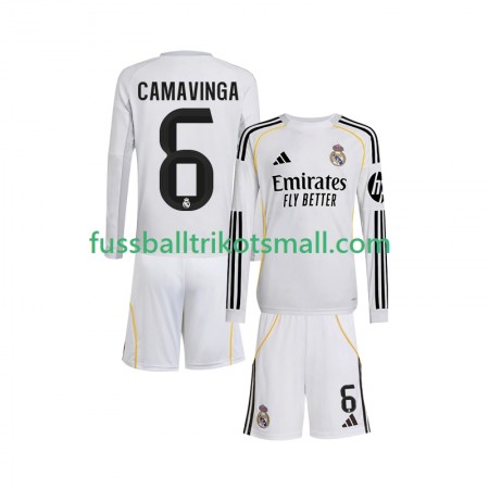 Fußballtrikots Real Madrid Camavinga 6 Kinder 2025-2026 Langarm Heimtrikotsatz kaufen